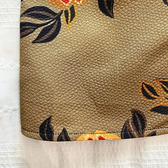 MSGM MILANO NAVY TAN FLORAL-TRIM HAMMERED SATIN COLD SHOULDER MINI SHIFT DRESS - Picture 8 of 9